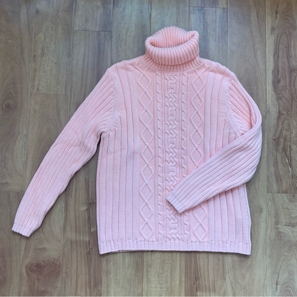 Vintage Peach Cable Knit Northern Reflections Turtleneck Sweater. - Picture 2 of 5